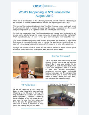 August 2019 Newsletter